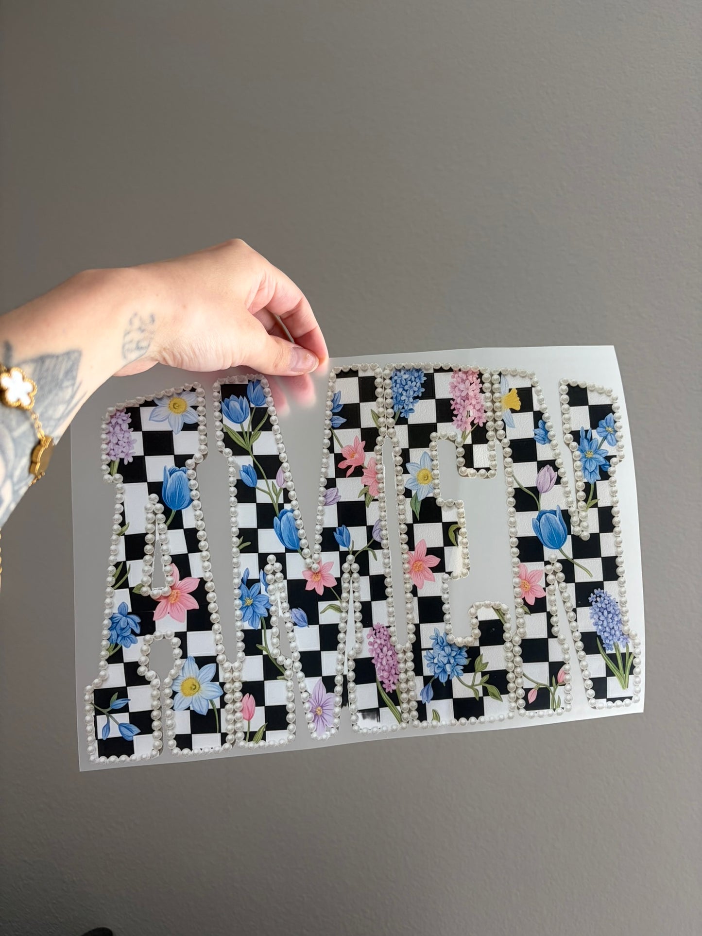 Checkered Floral Amen