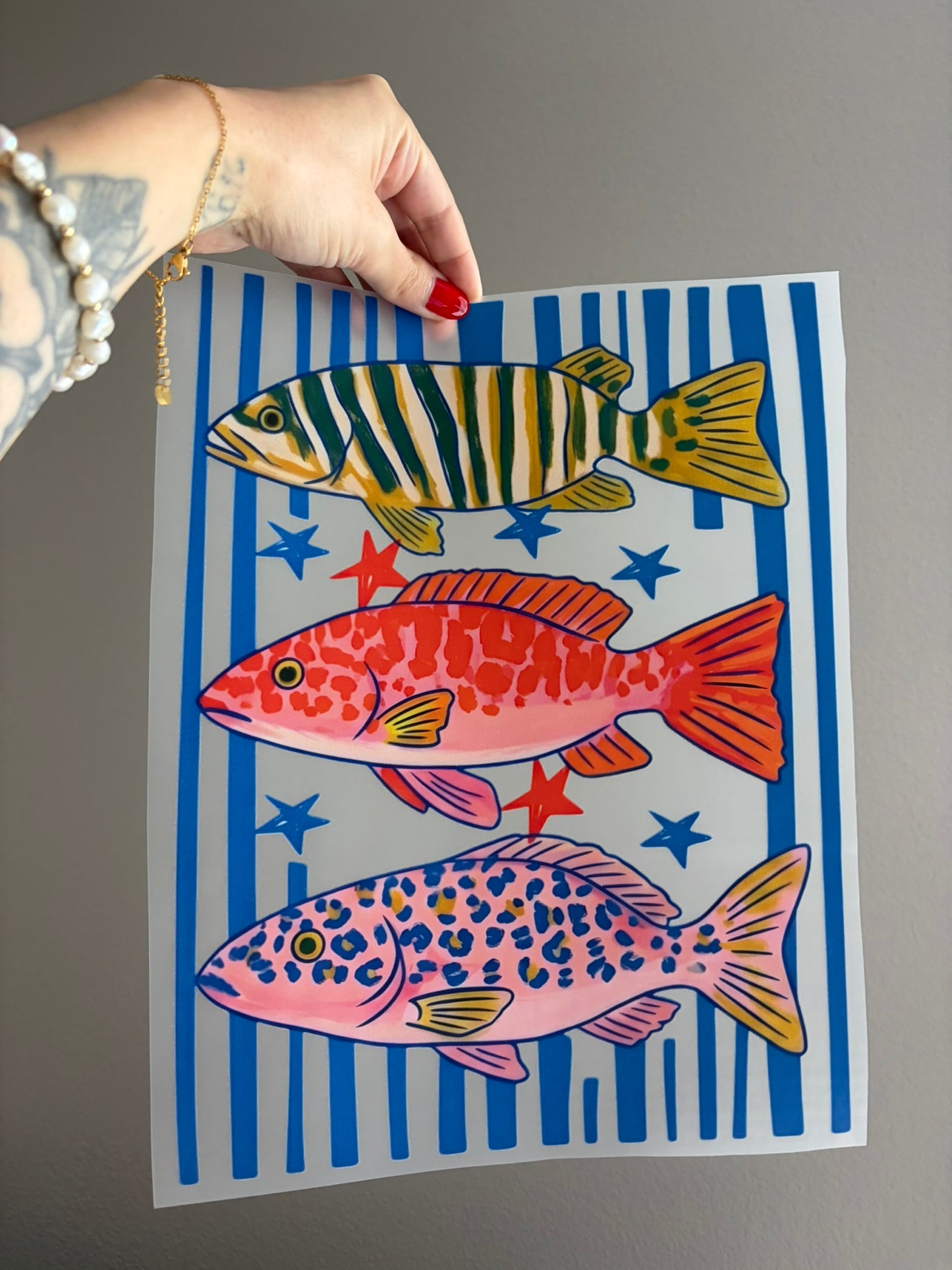 Yellow, Red, Pink Fishes