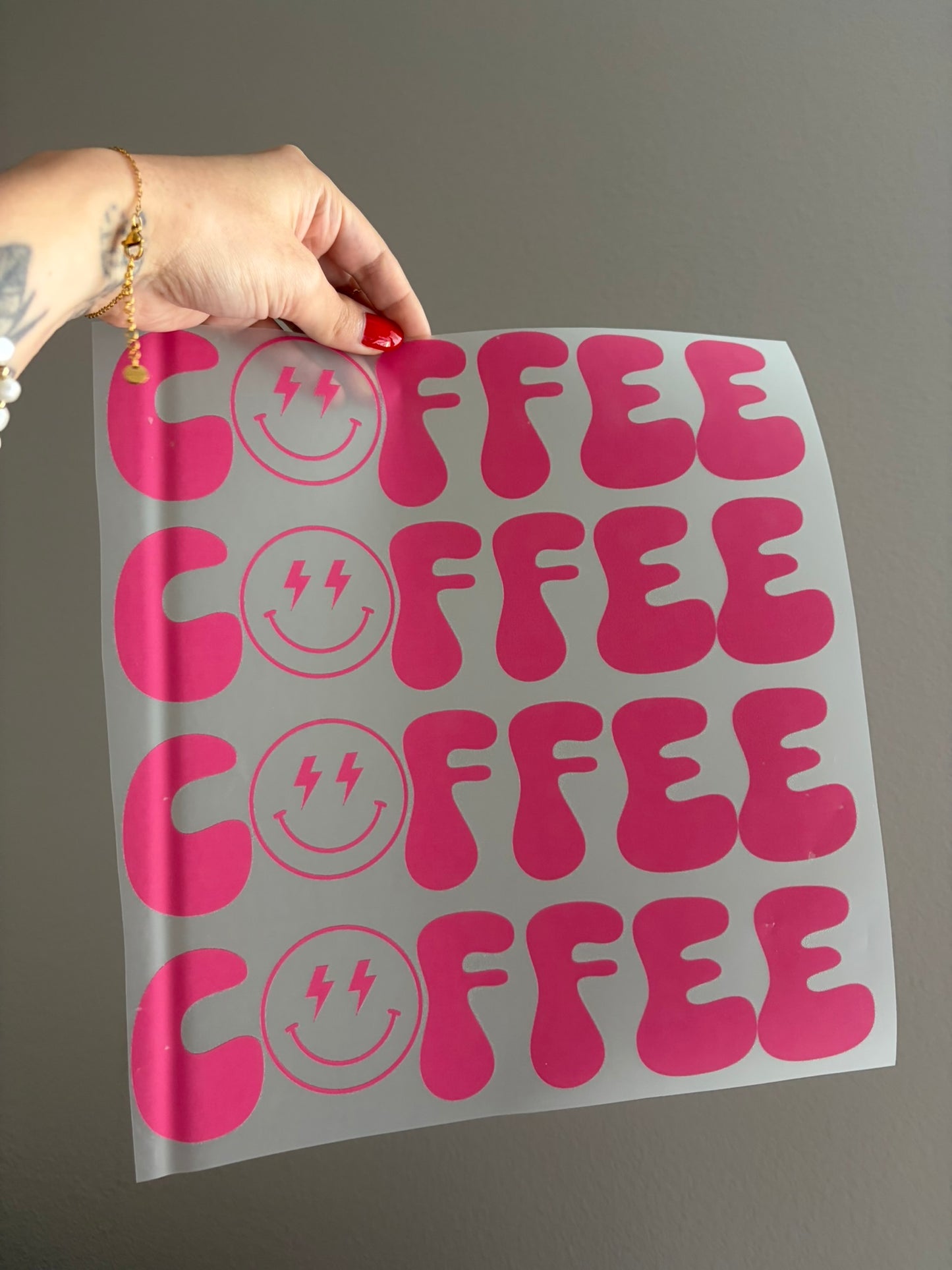 hot pink COFFEE smiley