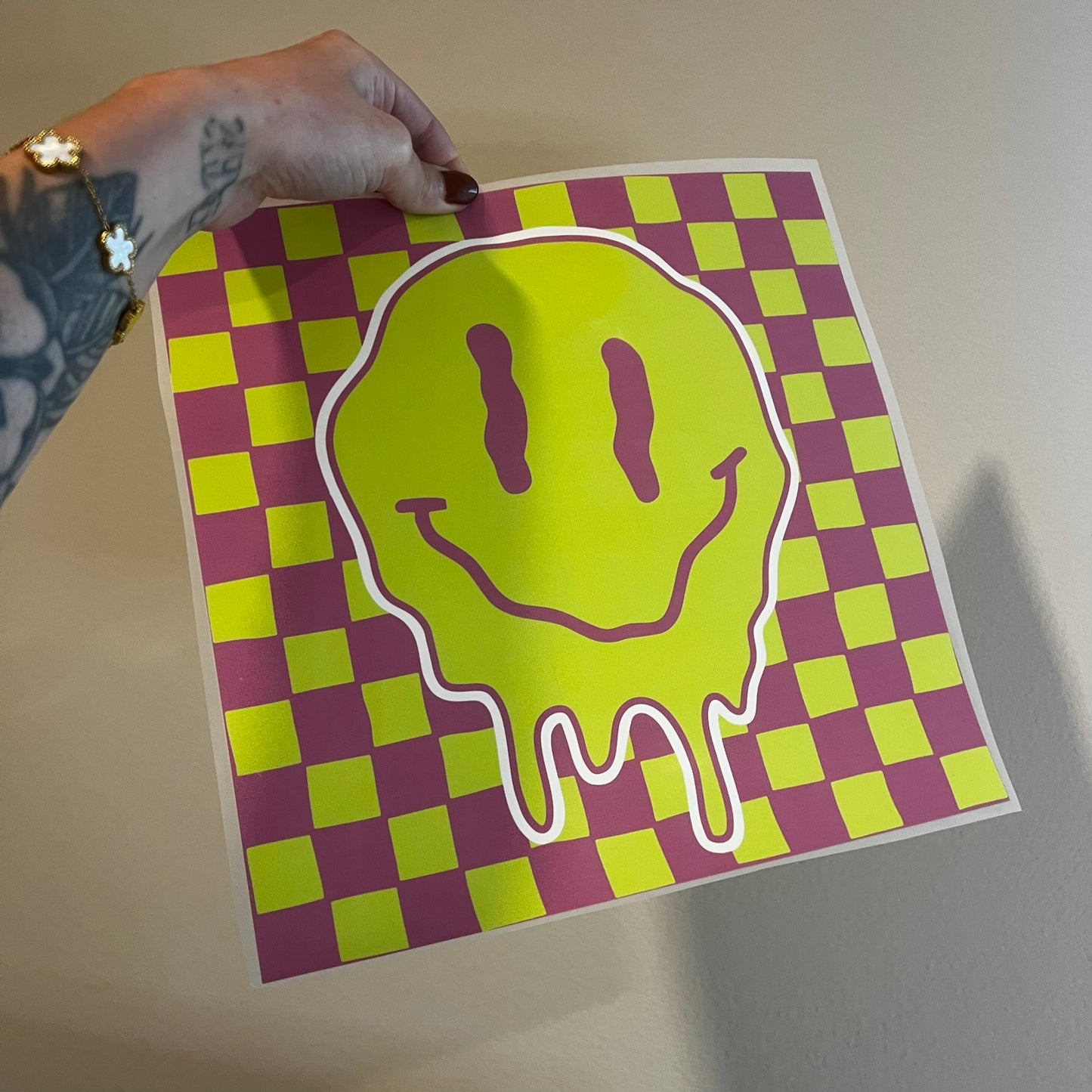 Neon Checkered Smiley