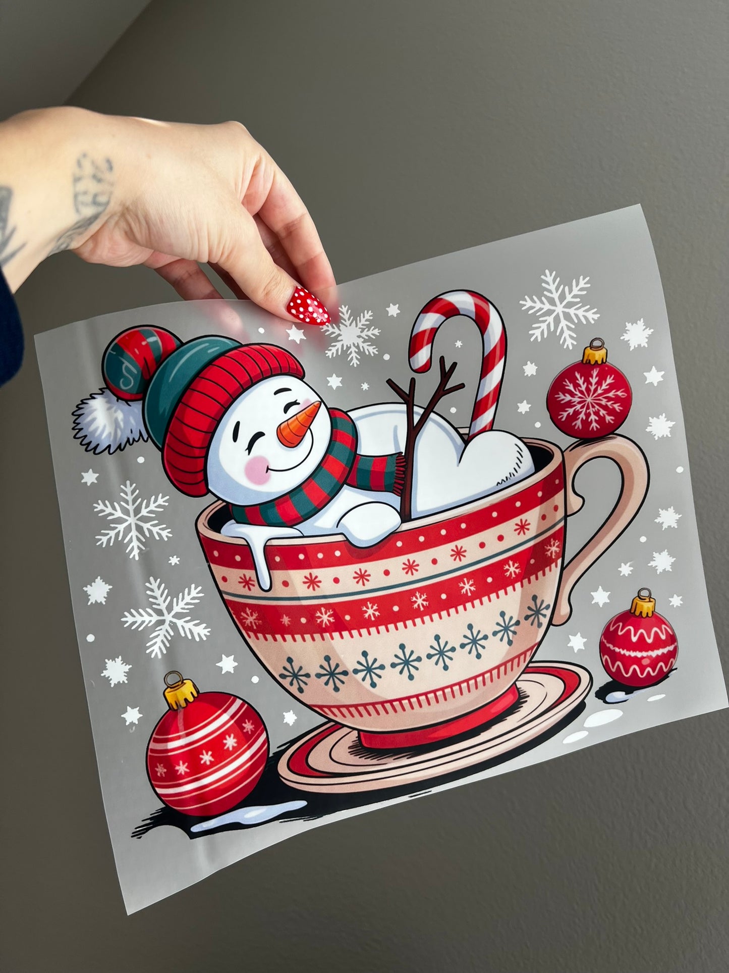 Snowman in coffee cup