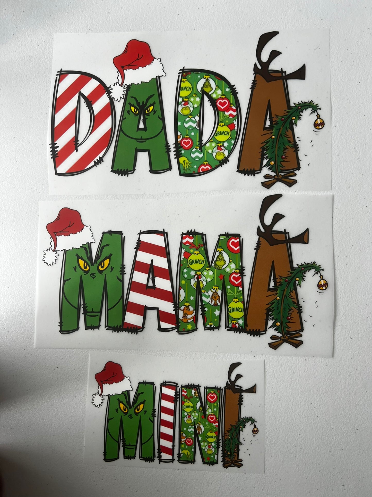 Grinch Dada, Mama, &/or Mini (Individual or matching set)