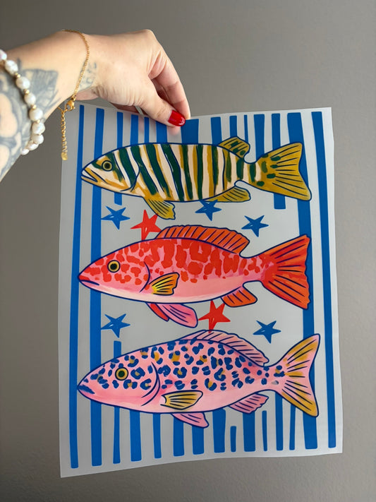 Yellow, Red, Pink Fishes