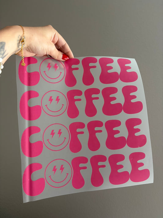 hot pink COFFEE smiley