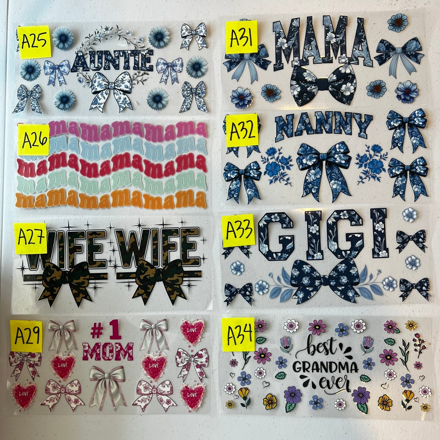 MAMA/GRANDMA/AUNTIE/DAD CUP WRAPS