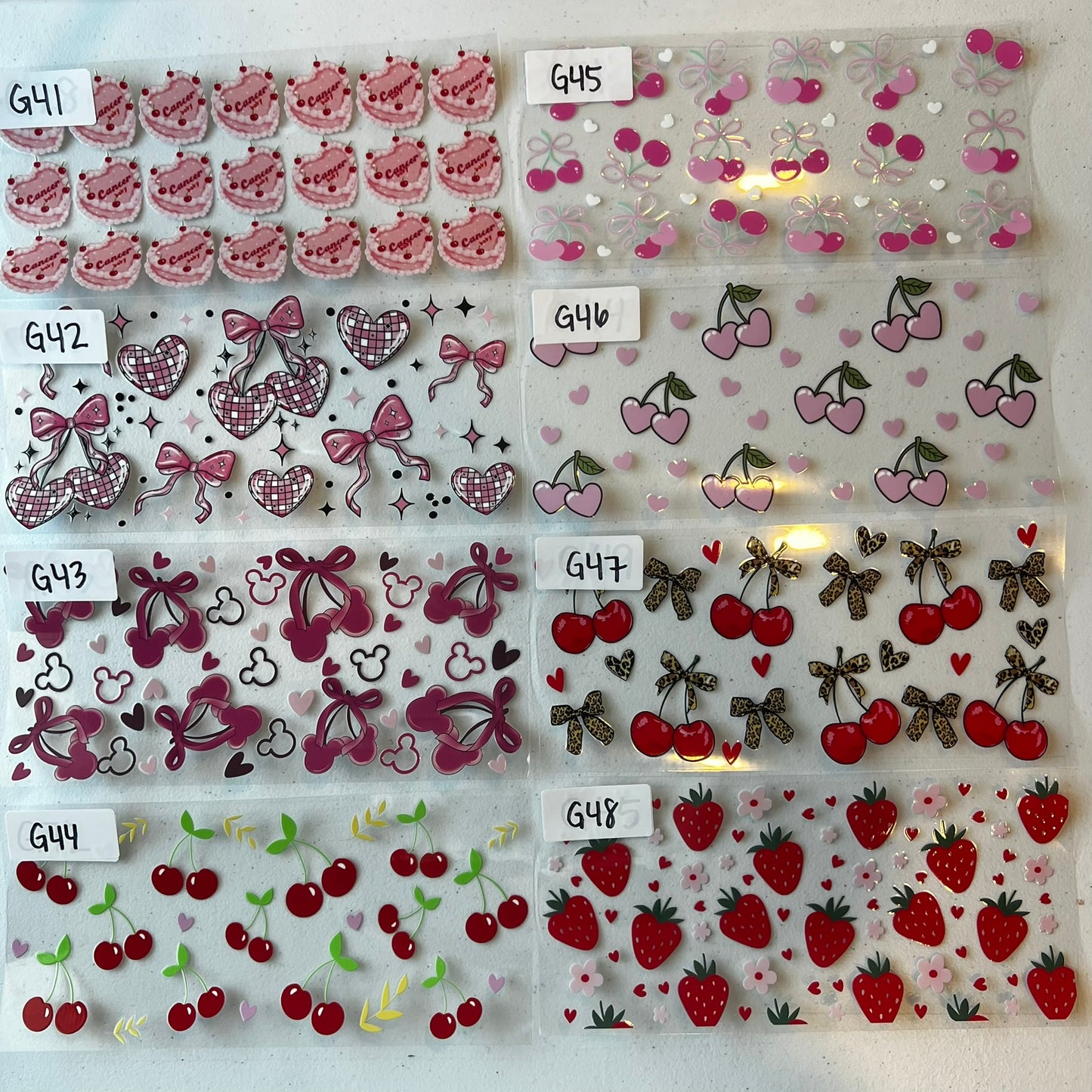 BOWS/FRUITS/GIRLY CUP WRAPS