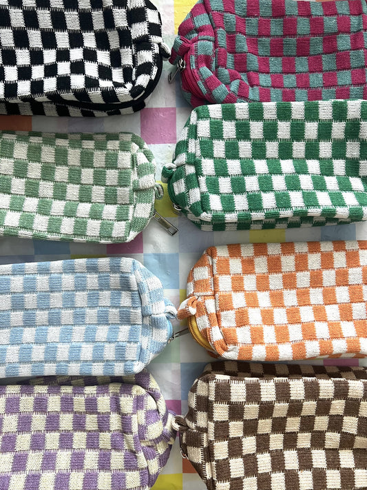 Checkered Make-Up Bags